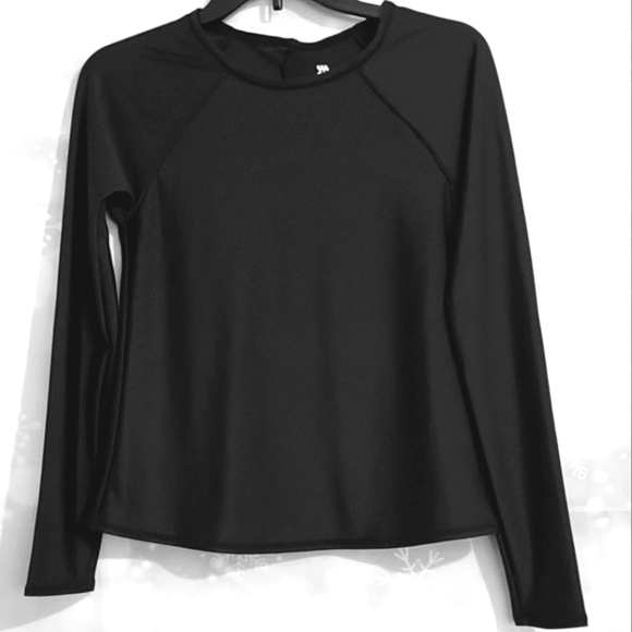 ALL IN MOTION BLACK SWIM BEACH TOP UPF 50+ CHLORINE RESISTANT SIZE M - Picture 1 of 7